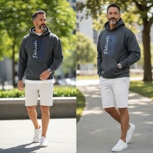 Gildan Charcoal Patriots Hoodie with Navy Accent